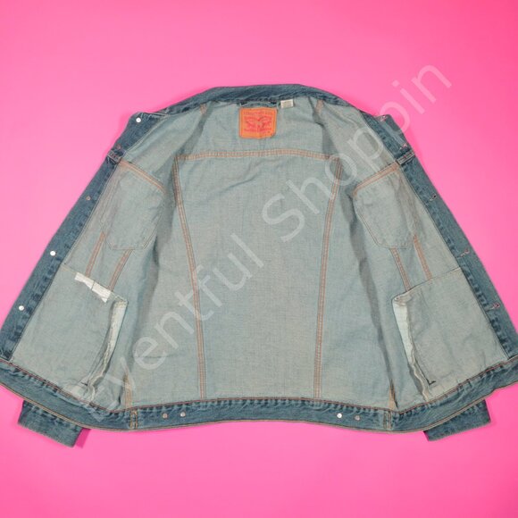 Levis Type 3 Denim Trucker Jacket in Medium Wash Blue Size XL - Picture 4 of 7